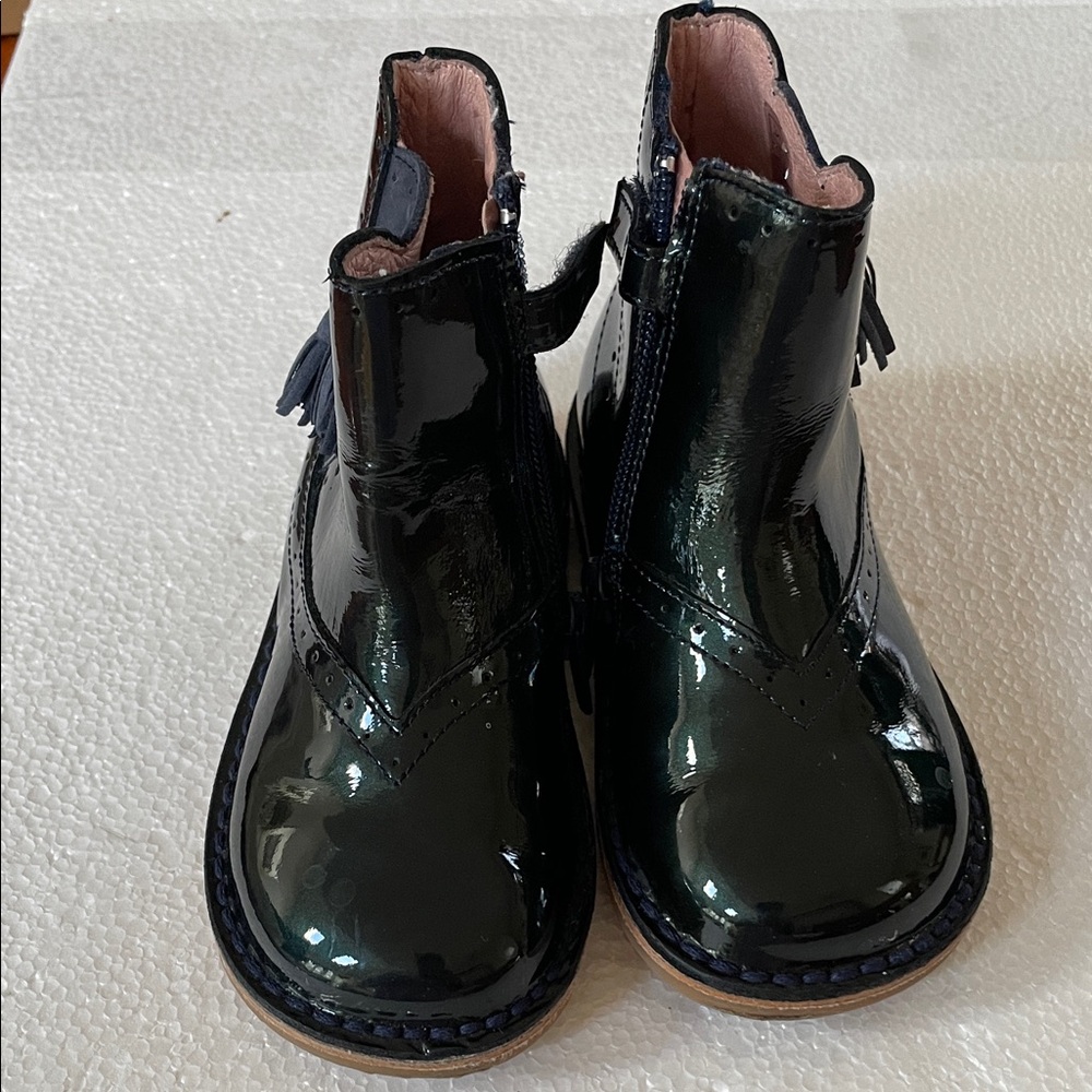 Jacadi Paris leather Shiny Dark Navy  Kids Boots 23